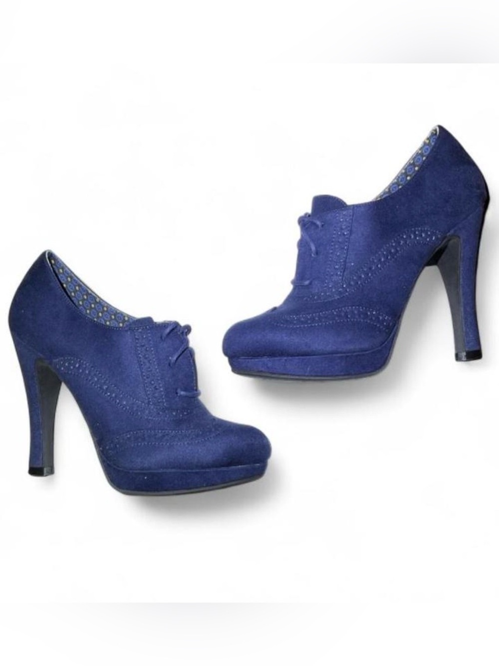 FIONI Blue Suede Lace-Up High Heels